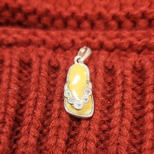 Flip flop Yellow shoe Pendant 925 Silver